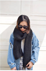 Handmade Chunky Knitted Scarf - Black