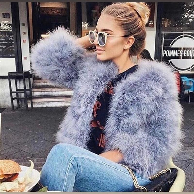 Navy ostrich feather jacket sales