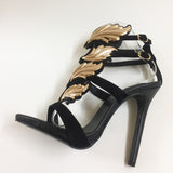 MILANI Black/Gold Leather Sandals