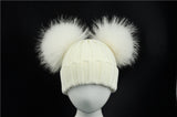 Mini White Double Pomkin Fur Hat