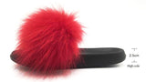Fur Slides Slippers - Red