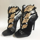 MILANI Black/Gold Leather Sandals