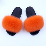 Fur Slides Slippers - Orange