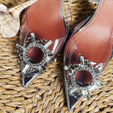 Rhinestone Pointed Toe Clear Transparent Thin Heels