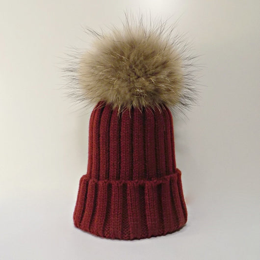 Original Burgundy Natural Fur Pomkin Hat