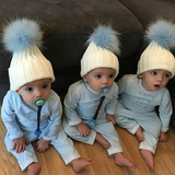 Mini White and Baby Blue Fur Pomkin Hat