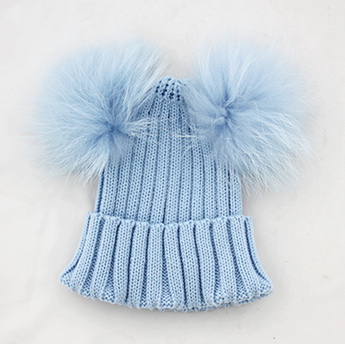 Icy Blue Double Pomkin Hat