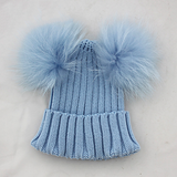 Kids Icy Blue Pomkin Hat & Scarf Set