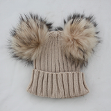 Mini Beige Double Pomkin Hat