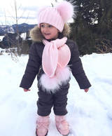 Kids Pink Pomkin Hat + Scarf Set