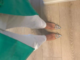 Rhinestone Pointed Toe Clear Transparent Thin Heels