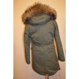 Natural Fur Green Winter Parka Coat