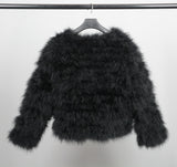Ostrich Feather Jacket - Black