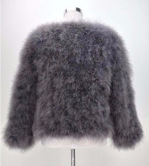 Ostrich Feather Jacket Dark Grey Pomkin