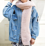 Handmade Chunky Knitted Scarf - Pink