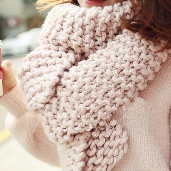 Handmade Chunky Knitted Scarf - Pink