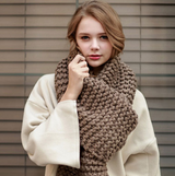 Handmade Chunky Knitted Scarf - Brown