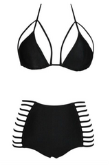 TAYLOR Strappy High Waist Black Bikini