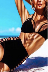 TAYLOR Strappy High Waist Black Bikini