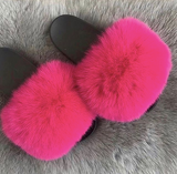 Fur Slides Slippers - Hot Pink