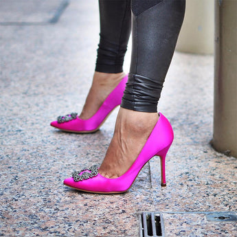 Hot Pink Jewel Pumps Heels Shoes