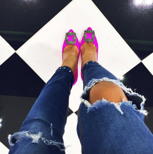 EVY Hot Pink Satin Pumps Pomkin