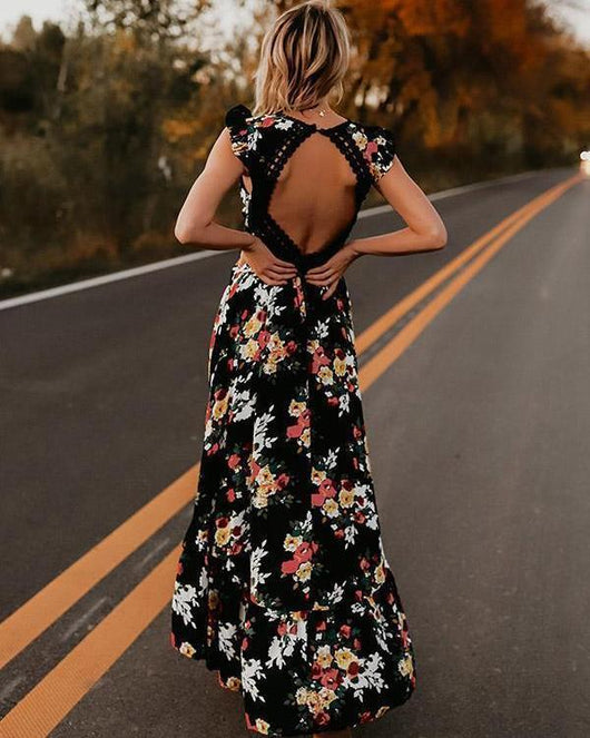 Black floral summer dress shop