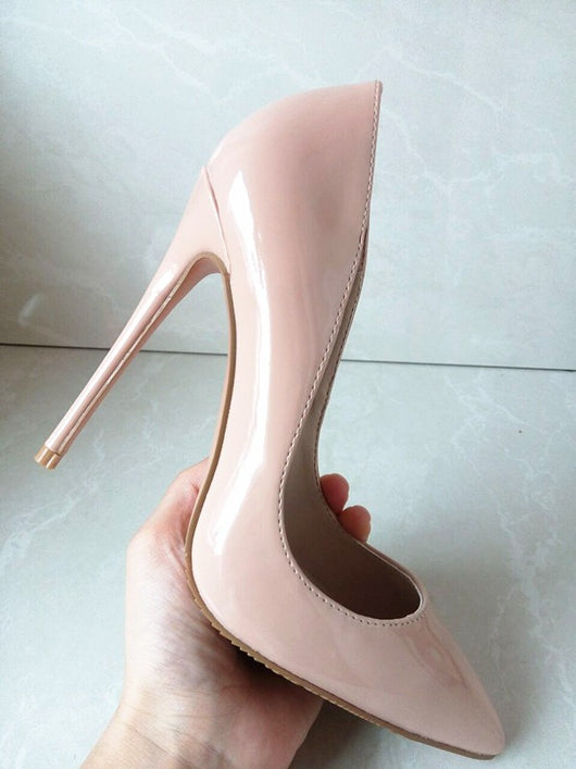 Shiny nude pumps sales