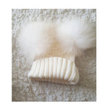 Mini White Double Pomkin Fur Hat