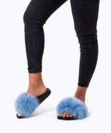 Fur Slides Slippers - Baby Blue