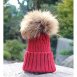 Original Berry Red Natural Fur Pomkin Hat