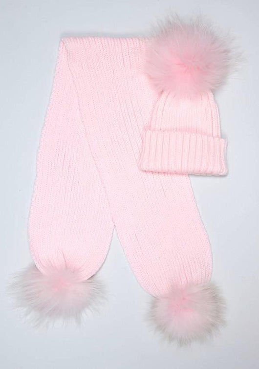 Pink Pomkin Hat + Scarf Set