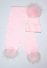 Kids Pink Pomkin Hat + Scarf Set