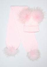 Kids Pink Pomkin Hat + Scarf Set