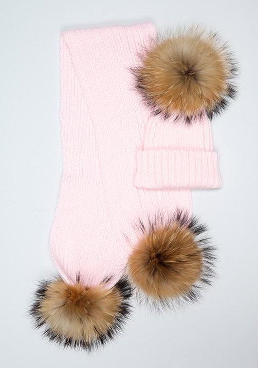 Pink Pomkin Hat + Scarf Set