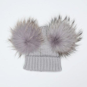 Mini Light Grey Double Pomkin Hat