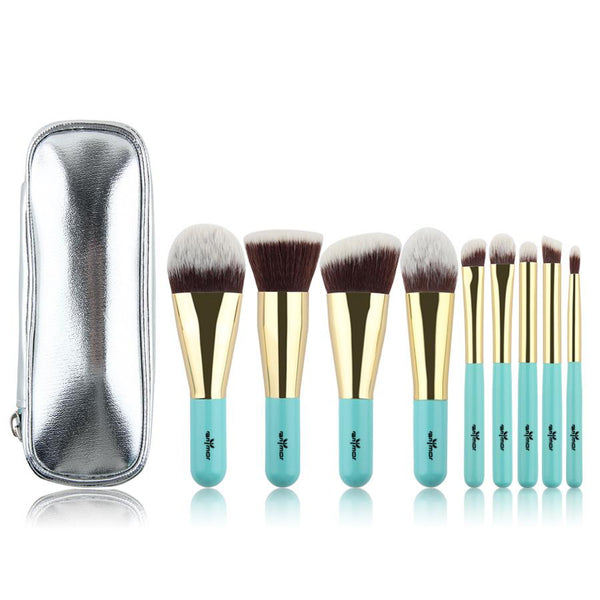 Vegan 9 Travel Makeup Brush + Case Set