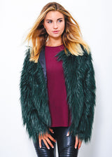 Bridget Faux Fur Jacket - Emerald Green