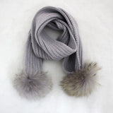 Kids Light Grey Pomkin Hat + Scarf Set