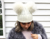 All White Pomkin Hat & Scarf Set