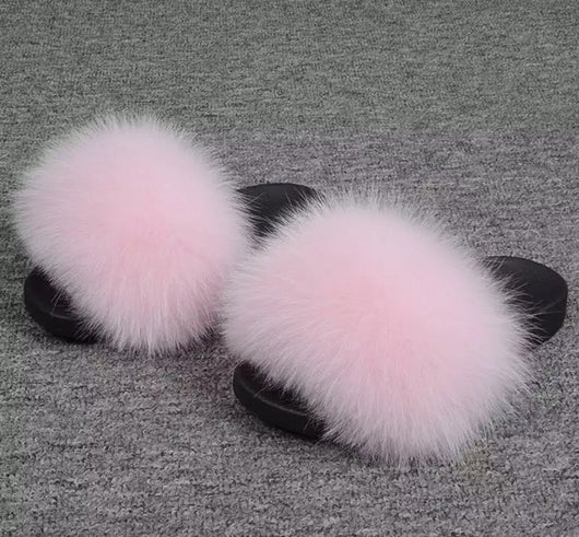 Pink Mink Fur Slides - paulamariecollection