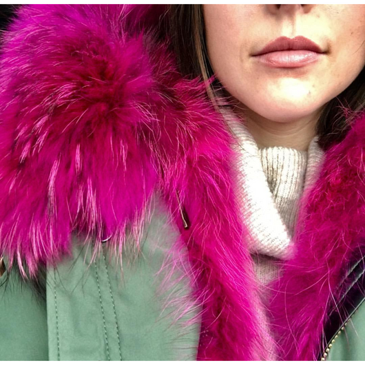 Rose Pink Fur Green Parka Pomkin