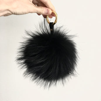 Black Fur Pom Keychain