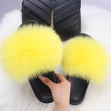 Fur Slides Slippers - Lemon Yellow