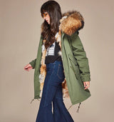 Natural Fox Fur Green Parka