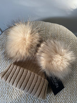 Mini Beige Double Pomkin Hat