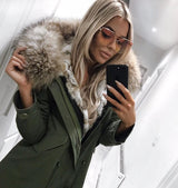 Natural Fox Fur Green Parka