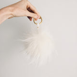 White Fur Pom Keychain