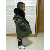 Kids Green Parka - Black Fur
