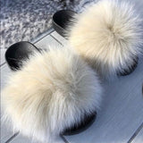 Fur Slides Slippers - Cream